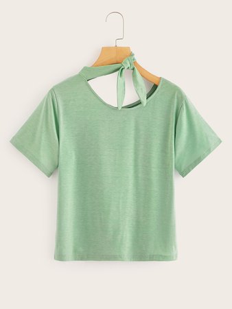 Knot Neck Solid Tee