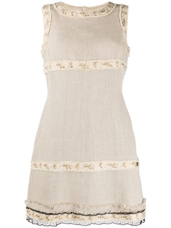 Chanel Pre-Owned frayed trim shift dress with Express Delivery - Farfetch