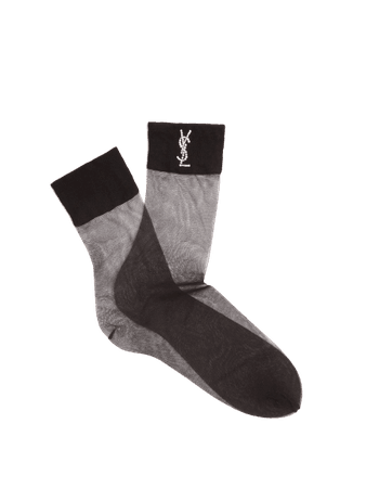 SAINT LAURENT Crystal-embellished sheer socks