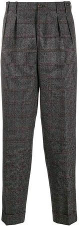 checked tapered-leg trousers