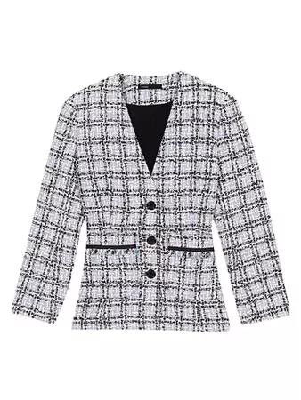 Shop Maje Vizuli Plaid Tweed Jacket | Saks Fifth Avenue