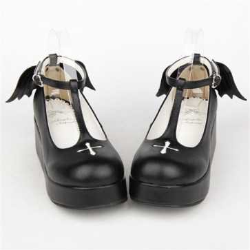 Angelic Imprint- Sweet T-shaped Straps Lolita High Platform Shoes with Detachable Angel Wings$39.99-Footwear - My Lolita Dress
