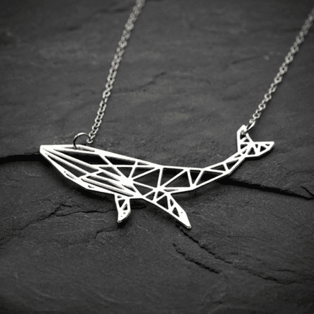 Origami whale necklace