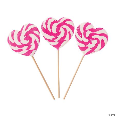 Pink Heart-Shaped Swirl Lollipops | Oriental Trading