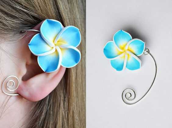 blue earrings flower