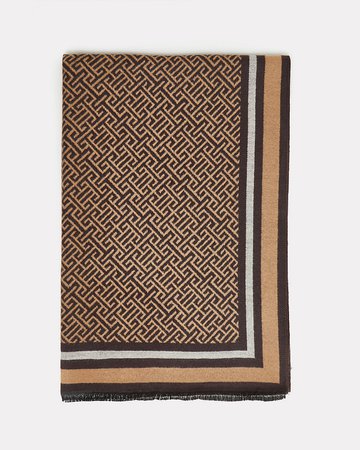 Brown RI monogram print pashmina scarf | River Island