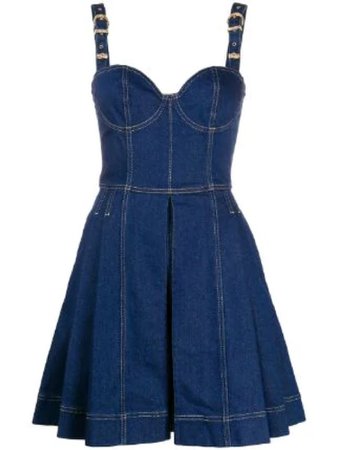 Versace Jeans Couture Pleated Denim Mini Dress