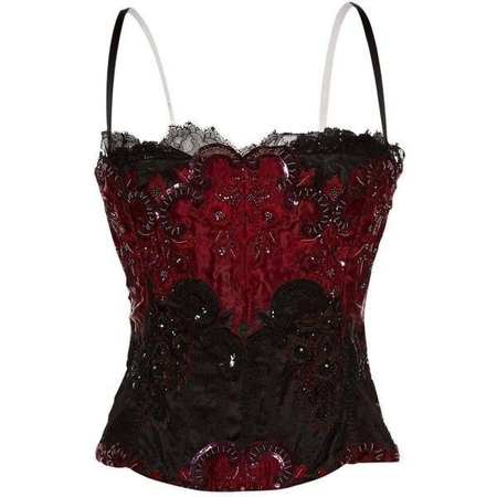 red and black lace corset top