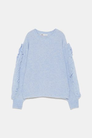 SWEATER WITH RUFFLES - NEW IN-WOMAN | ZARA United States blue