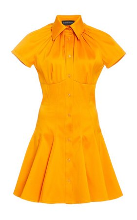 Exclusive Shirred Collar Cotton Mini Shirt Dress by Brandon Maxwell | Moda Operandi