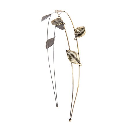Antique Gold Double Band Headband with Leaves | Claire's US