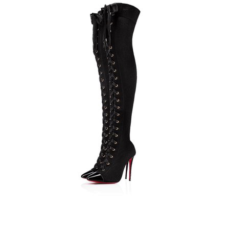 Frenchie Boot 100 Black Cotton - Women Shoes - Christian Louboutin