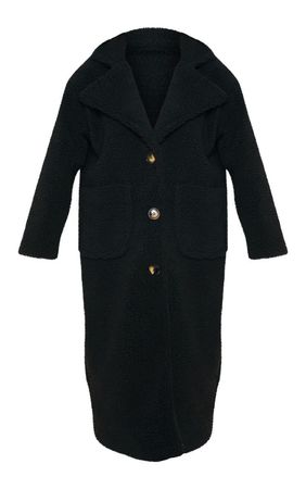 Black Maxi Borg Coat | Coats & Jackets | PrettyLittleThing USA