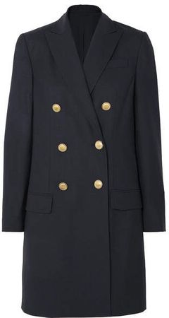 Double-breasted Wool-blend Coat - Navy