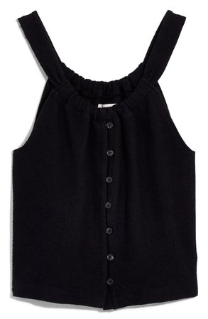Madewell Texture & Thread Button Front Swing Tank black