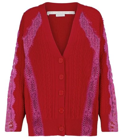 STELLA MCCARTNEY Lace-trimmed wool cardigan