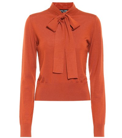 Dolce & Gabbana Women's Wool Knit Tieneck Sweater In Orange | ModeSens