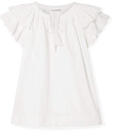 Elm Broderie Anglaise-trimmed Cotton-poplin Blouse - White