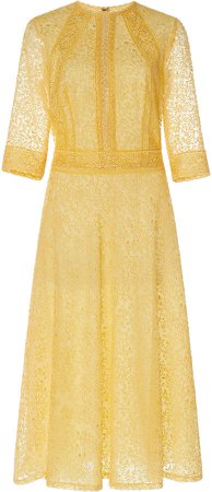 Costarellos Embroidered Broderie Anglaise Tulle A-Line Dress With Peek