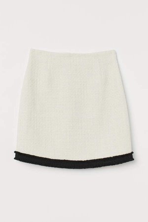 Textured-weave Skirt - White