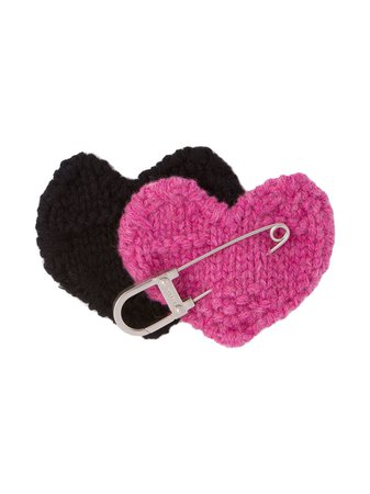 Prada safety pin heart pink & black 1IS0452DAU - Farfetch