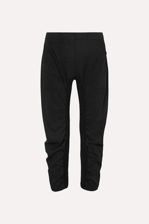 Tina Ruched Wool-twill And Cotton-blend Pants - Black