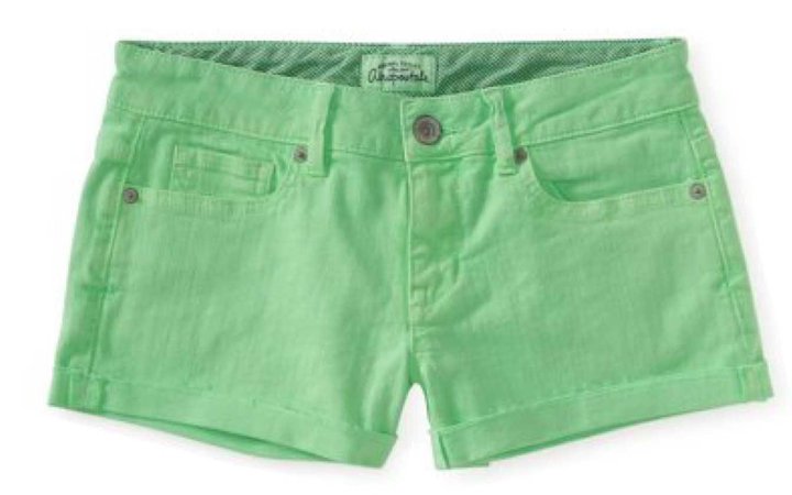 green jean shorts