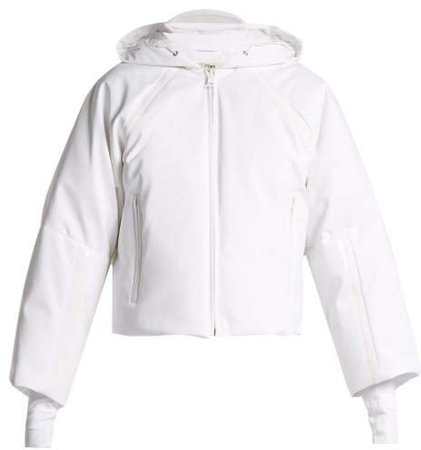 Hooded Cropped Sleeve Down Ski Jacket - Womens - White