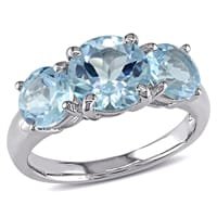 Gemstone Jewelry - 0.01 CT Diamond And 5 1/2 CT Blue Topaz Sky Pink Silver Ring - December - Discounts for Veterans, VA employees and their families! | Veterans Canteen Service