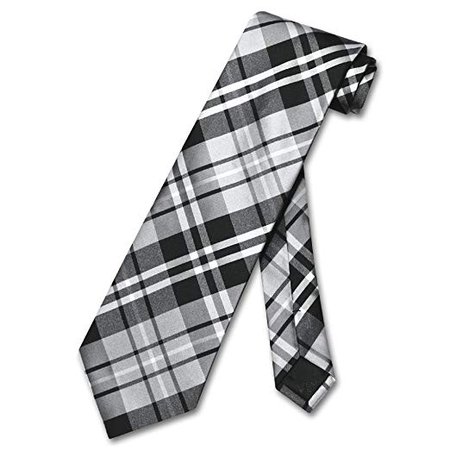 black and white plaid tie