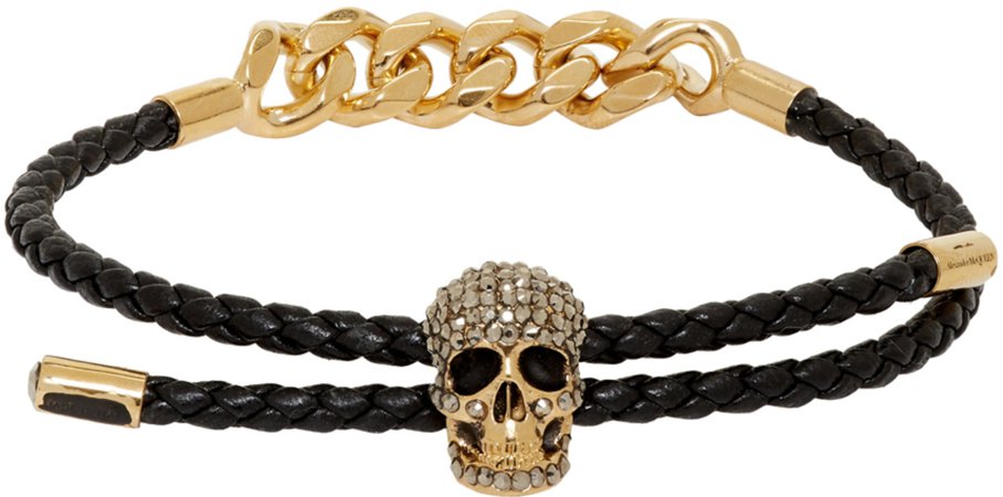 Alexander McQueen: Gold Skull Chain Bracelet | SSENSE