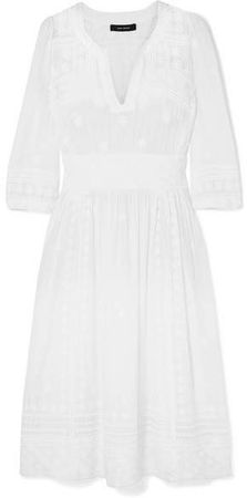 Eline Embroidered Cotton-voile Midi Dress - White