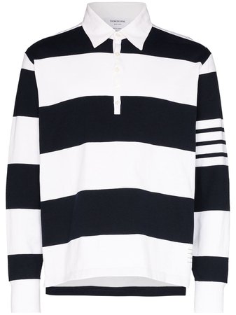 Shop Thom Browne 4-stripe sleeve polo shirt with Express Delivery - FARFETCH