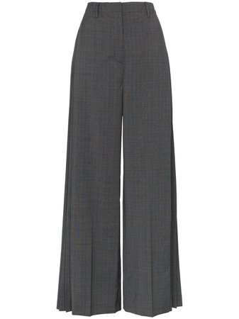 Prada Checked Pleat-Detail Tailored Trousers | Farfetch.com