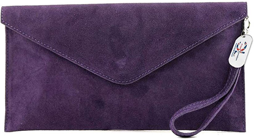 Craze London Brand Genuine Italian Suede Large Envelope Shaped Clutch bag Purse handbag (Purple): Amazon.co.uk: Shoes & Bags