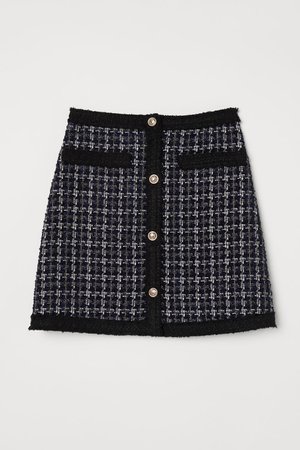 Textured-weave Skirt - Black/blue - Ladies | H&M US
