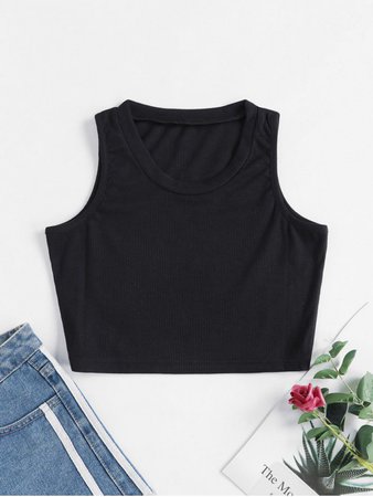 [25% OFF] [NEW] 2020 Ribbed Crop Tank Top In BLACK | ZAFUL