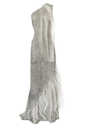 JEAN LOUIS SCHERRER Extraordinary Spring 2000 Jean Louis Scherrer Haute Couture Runway Densely Silver Sequin Dress
