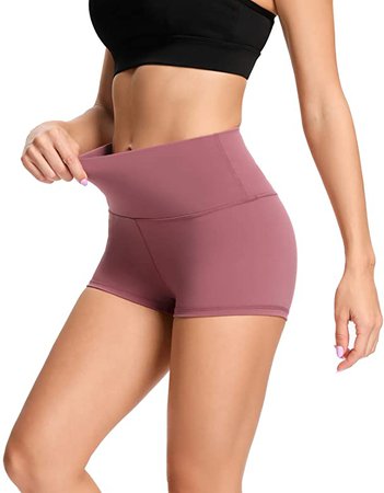 Amazon.com: LXNMGO Women's 2" High Waist Yoga Shorts Tummy Control Biker Running Workout Compression Shorts for Women Smoky Pink, M: Clothing