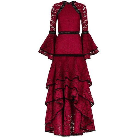 Black & Red Lace Evening Gown