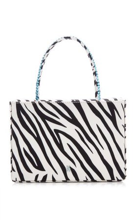 Amini Gilda Crystal-Trimmed Zebra-Print Leather Top Handle Bag By Amina Muaddi | Moda Operandi