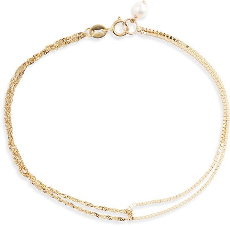 Shimmer Cultured Pearl Double Chain Bracelet