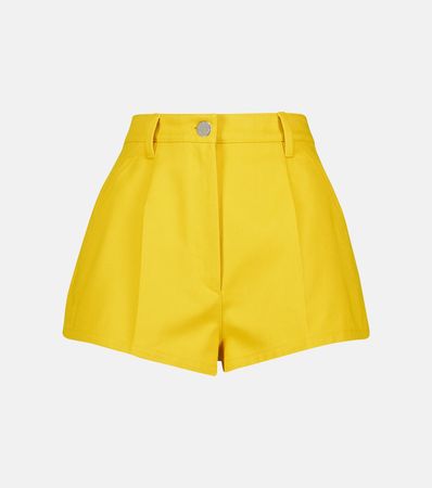 High Rise Cotton Drill Shorts in Yellow - Prada | Mytheresa