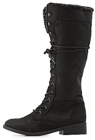 black lace up combat boot