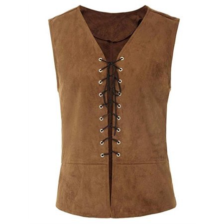 Dellytop - Men Renaissance Vest Knight Sleeveless Lace Up Waistcoat Plus Size - Walmart.com