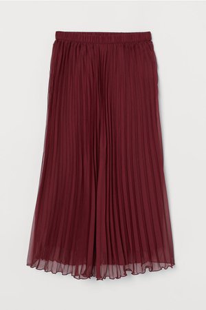 Pleated Skirt - Burgundy - | H&M US