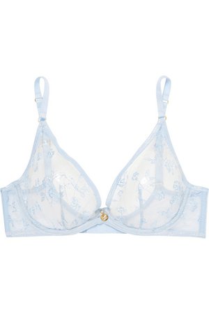 Agent Provocateur | Zadi satin-trimmed embroidered tulle underwired soft-cup bra | NET-A-PORTER.COM