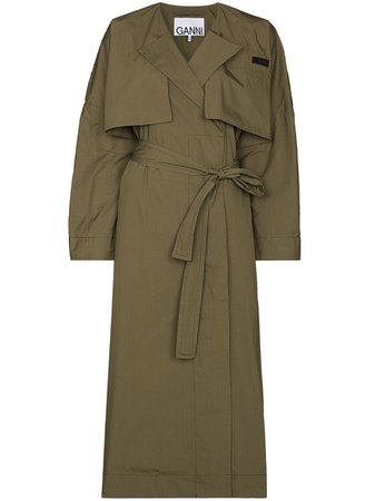 GANNI oversized belted trench coat - FARFETCH