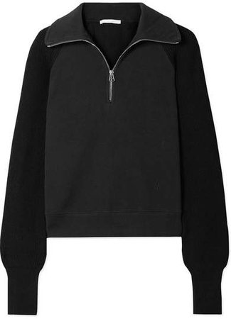 Cotton-terry And Ribbed-knit Sweatshirt - Black