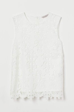 Sleeveless Lace Top - White